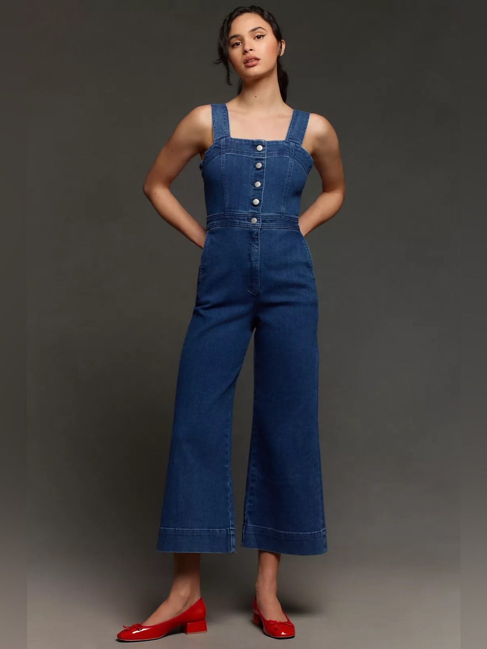Anthropologie The Portside Button-Front Jumpsuit by Maeve: Denim Edition